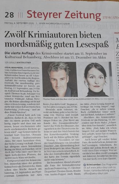 Pressebericht Krimivember SteyrerZeitung